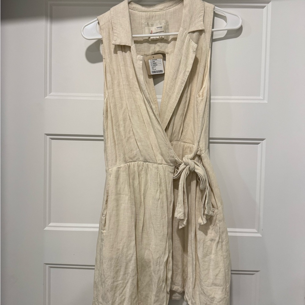 Anthropologie Cream Sleeveless Mini Dress
